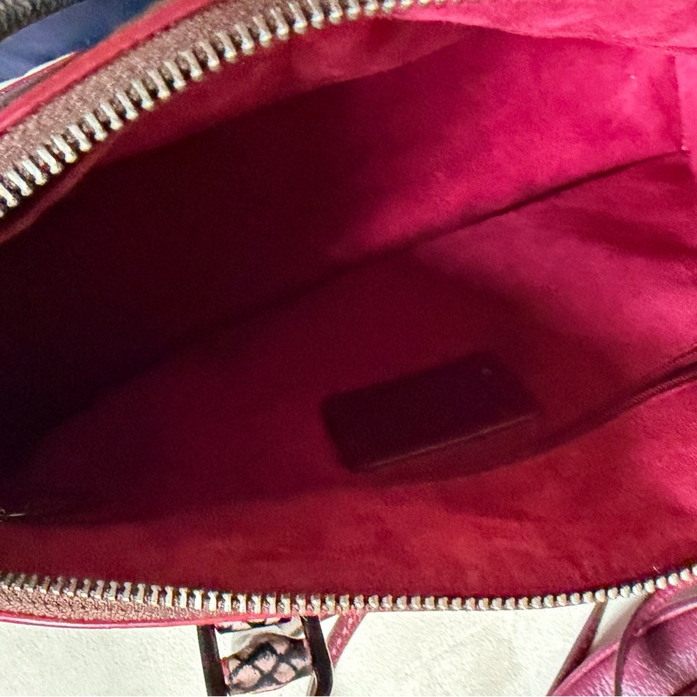 Coach Satchel in Brown and Burgundy with Snakeskin Accents - Picture 8 of 12